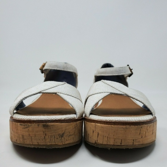 TOMS Harper Canvas Open Toe Platform Wedge - Picture 3 of 8